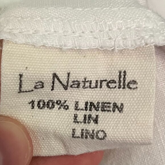 La Naturelle 100% linen blouse size XXL white 3/4 roll tab sleeve minimalist - Picture 9 of 10